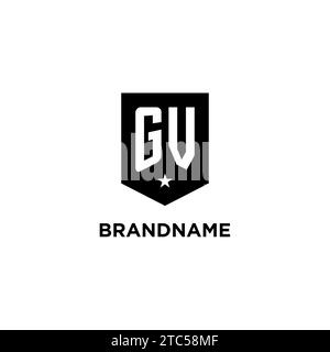 GV monogram initial logo with geometric shield and star icon design style ideas Stock Vector