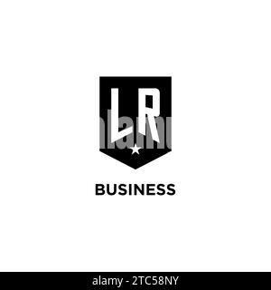 LR monogram initial logo with geometric shield and star icon design style ideas Stock Vector