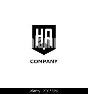 HA monogram initial logo with geometric shield and star icon design style ideas Stock Vector