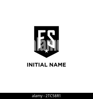 FS monogram initial logo with geometric shield and star icon design style ideas Stock Vector