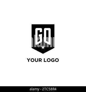 GO monogram initial logo with geometric shield and star icon design style ideas Stock Vector