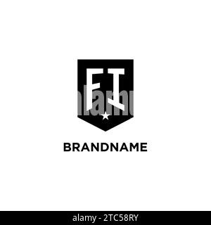 FI monogram initial logo with geometric shield and star icon design style ideas Stock Vector