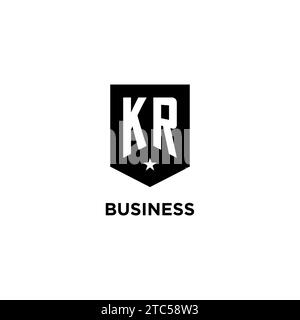 KR monogram initial logo with geometric shield and star icon design style ideas Stock Vector