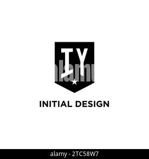 IY monogram initial logo with geometric shield and star icon design style ideas Stock Vector