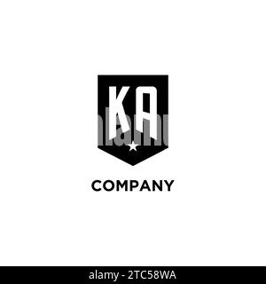 KA monogram initial logo with geometric shield and star icon design style ideas Stock Vector