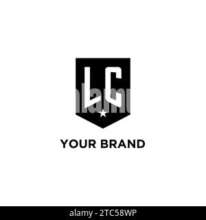 LC monogram initial logo with geometric shield and star icon design style ideas Stock Vector