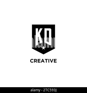 KD monogram initial logo with geometric shield and star icon design style ideas Stock Vector