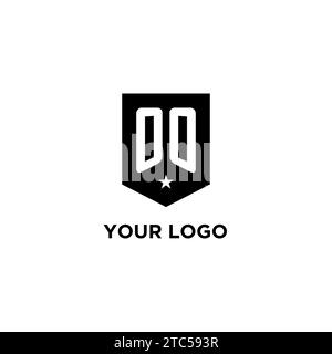 OO monogram initial logo with geometric shield and star icon design style ideas Stock Vector