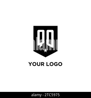 QO monogram initial logo with geometric shield and star icon design style ideas Stock Vector