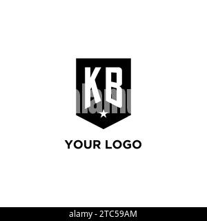 KB monogram initial logo with geometric shield and star icon design style ideas Stock Vector