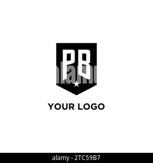 PB monogram initial logo with geometric shield and star icon design style ideas Stock Vector