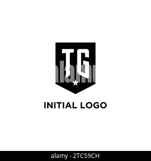TG monogram initial logo with geometric shield and star icon design style ideas Stock Vector