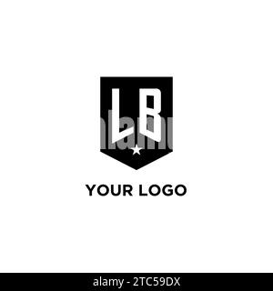 LB monogram initial logo with geometric shield and star icon design style ideas Stock Vector