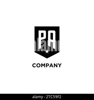 PA monogram initial logo with geometric shield and star icon design style ideas Stock Vector