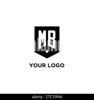 MB monogram initial logo with geometric shield and star icon design style ideas Stock Vector