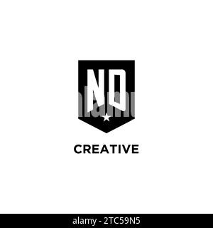 ND monogram initial logo with geometric shield and star icon design style ideas Stock Vector