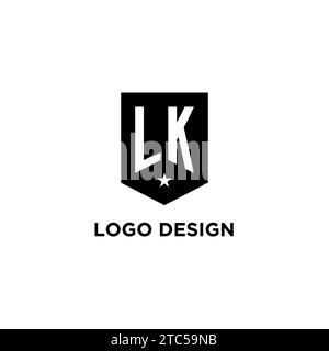 LK monogram initial logo with geometric shield and star icon design style ideas Stock Vector