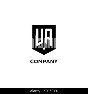 UA monogram initial logo with geometric shield and star icon design style ideas Stock Vector