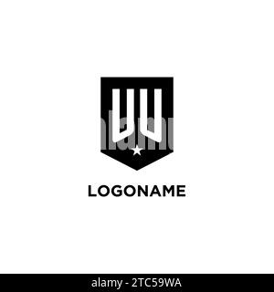 UU monogram initial logo with geometric shield and star icon design style ideas Stock Vector