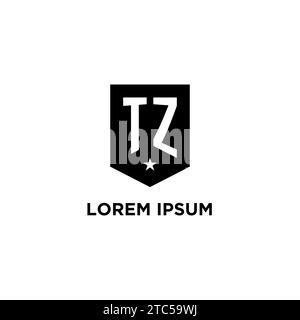 TZ monogram initial logo with geometric shield and star icon design style ideas Stock Vector