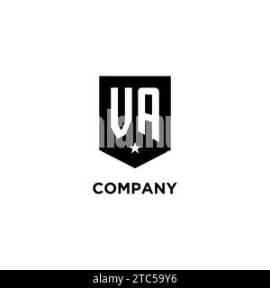 VA monogram initial logo with geometric shield and star icon design style ideas Stock Vector