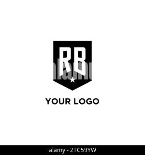 RB monogram initial logo with geometric shield and star icon design style ideas Stock Vector