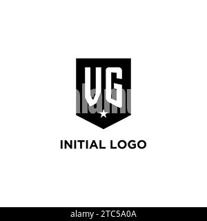 VG monogram initial logo with geometric shield and star icon design style ideas Stock Vector