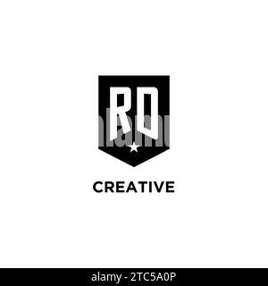 RD monogram initial logo with geometric shield and star icon design style ideas Stock Vector