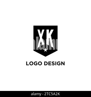 XK monogram initial logo with geometric shield and star icon design style ideas Stock Vector