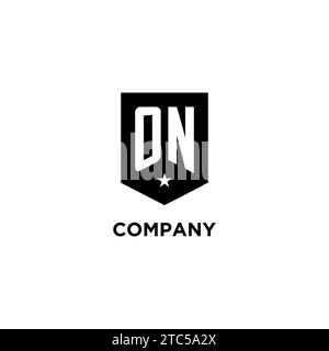 ON monogram initial logo with geometric shield and star icon design style ideas Stock Vector