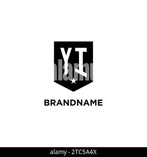 YI monogram initial logo with geometric shield and star icon design style ideas Stock Vector