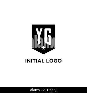 YG monogram initial logo with geometric shield and star icon design style ideas Stock Vector