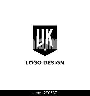 UK monogram initial logo with geometric shield and star icon design style ideas Stock Vector