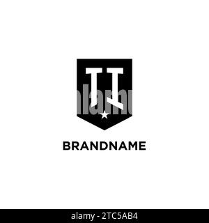TI monogram initial logo with geometric shield and star icon design style ideas Stock Vector