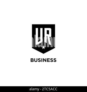 UR monogram initial logo with geometric shield and star icon design style ideas Stock Vector