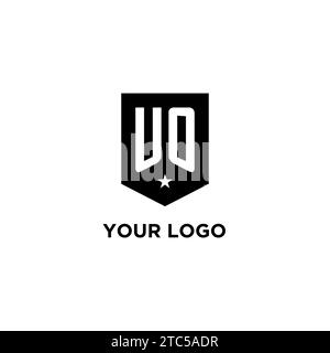 UO monogram initial logo with geometric shield and star icon design style ideas Stock Vector