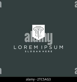 BZ monogram with pillar and shield logo design, luxury and elegant logo for legal firm vector graphic Stock Vector