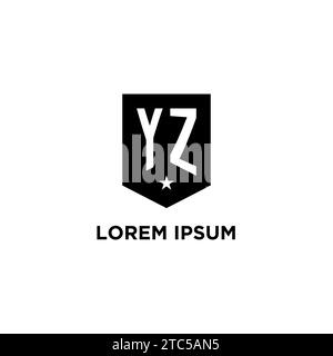YZ monogram initial logo with geometric shield and star icon design style ideas Stock Vector