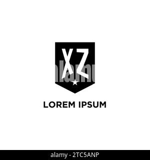 XZ monogram initial logo with geometric shield and star icon design style ideas Stock Vector