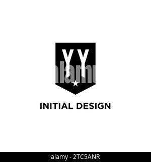 YY monogram initial logo with geometric shield and star icon design style ideas Stock Vector