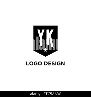 YK monogram initial logo with geometric shield and star icon design style ideas Stock Vector