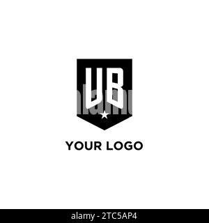 UB monogram initial logo with geometric shield and star icon design style ideas Stock Vector
