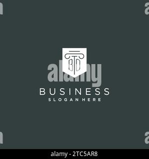 BO monogram with pillar and shield logo design, luxury and elegant logo for legal firm vector graphic Stock Vector