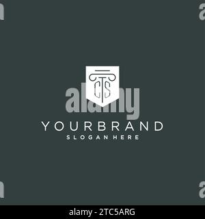 CS monogram with pillar and shield logo design, luxury and elegant logo for legal firm vector graphic Stock Vector