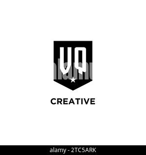 VQ monogram initial logo with geometric shield and star icon design style ideas Stock Vector