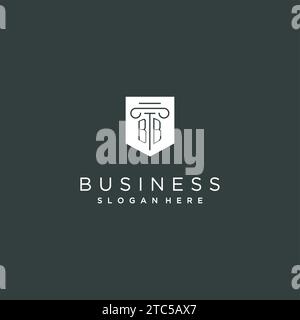 BB monogram with pillar and shield logo design, luxury and elegant logo for legal firm vector graphic Stock Vector