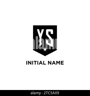 YS monogram initial logo with geometric shield and star icon design style ideas Stock Vector