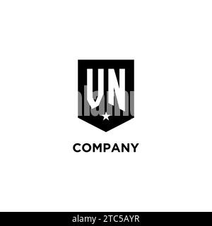 VN monogram initial logo with geometric shield and star icon design style ideas Stock Vector