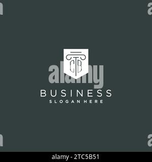 CB monogram with pillar and shield logo design, luxury and elegant logo for legal firm vector graphic Stock Vector