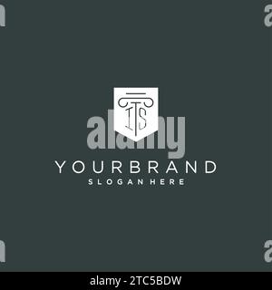 IS monogram with pillar and shield logo design, luxury and elegant logo for legal firm vector graphic Stock Vector